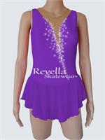 purple sleeveless ice skating dress with deep V front